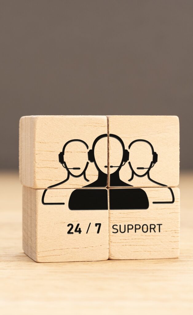 24-7 Customer support concept.